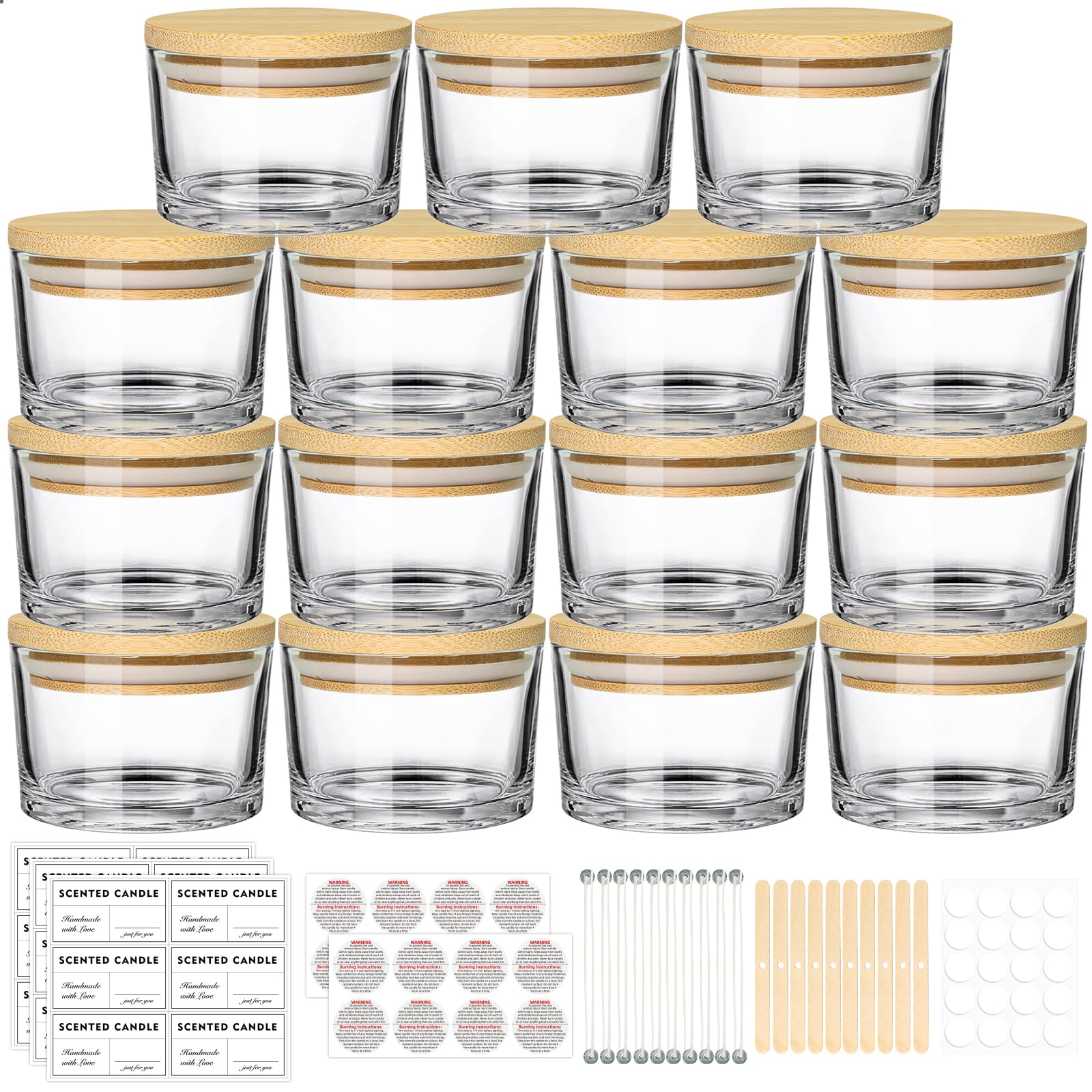 SUPMIND Klarglas-Kerzengläser mit Deckel, 118 ml, 15 Stück für die Kerzenherstellung