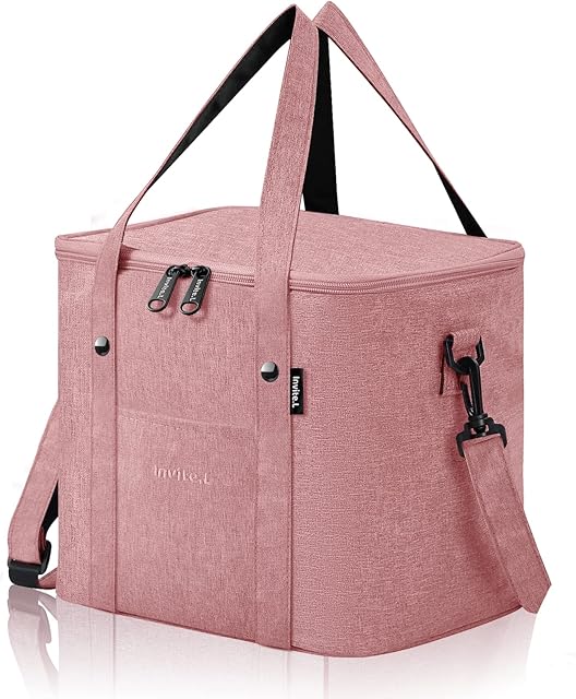 Insulated Cooler Bag, Portable Thermal Bag, 13L Large Capacity Picnic Bag Leak-Proof Waterproof Suit for Adult Kids Work and Travel (Pink)