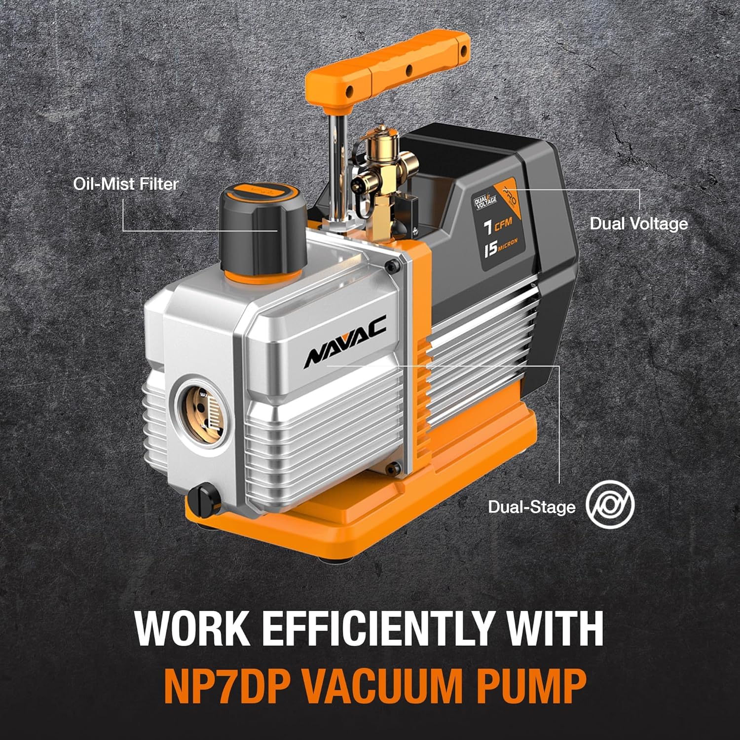 NAVAC NP7DP Pro Vacuum Pump - 7 CFM -2