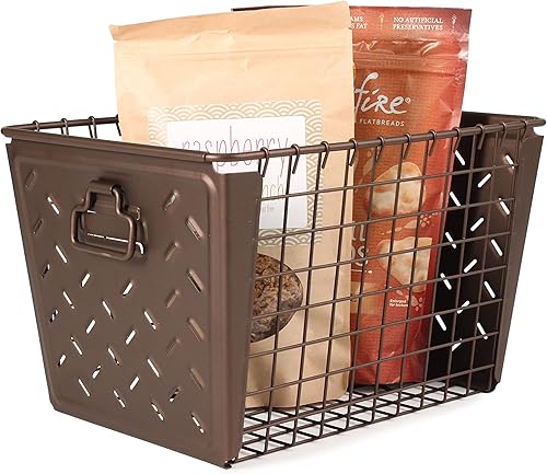 Miniatura 6 de Spectrum Diversified Macklin - Cesta de acero estampada y alambre para almacenamiento de armarios y cubículos, diseño de inspiración vintage con