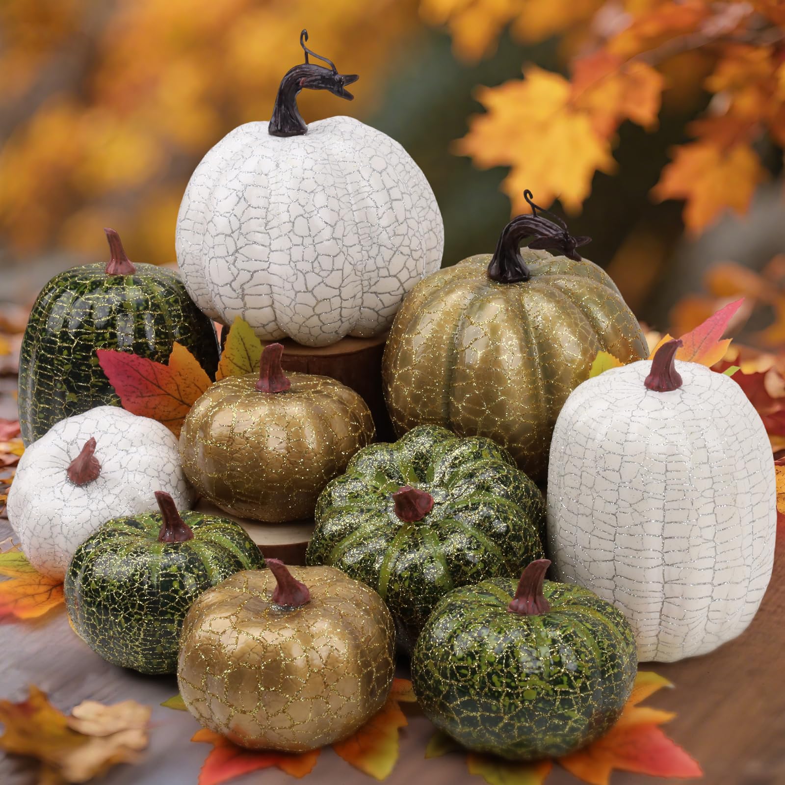 10 Pcs Artificiel Faux Citrouilles Mousse Simulation Automne Automne Récolter Ferme Cuisine Halloween Décoratif - Couleur aléatoire