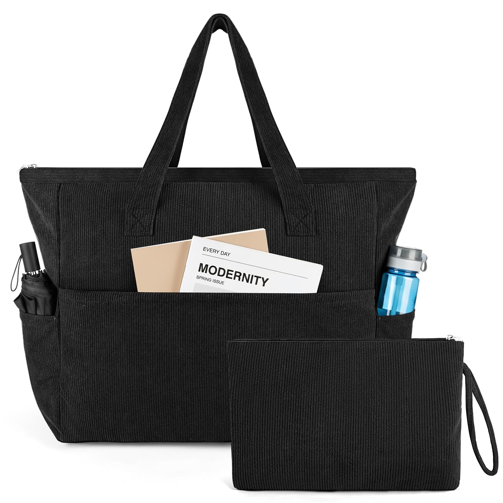 NADSSJL Cord Tasche Damen, Shopper Tasche Damen mit Reißverschluss, Tasche Arbeit Damen mit 17-Zoll-Laptopfach, Reisetasche Handtasche für Arbeit, Schule, Einkaufen und Gym