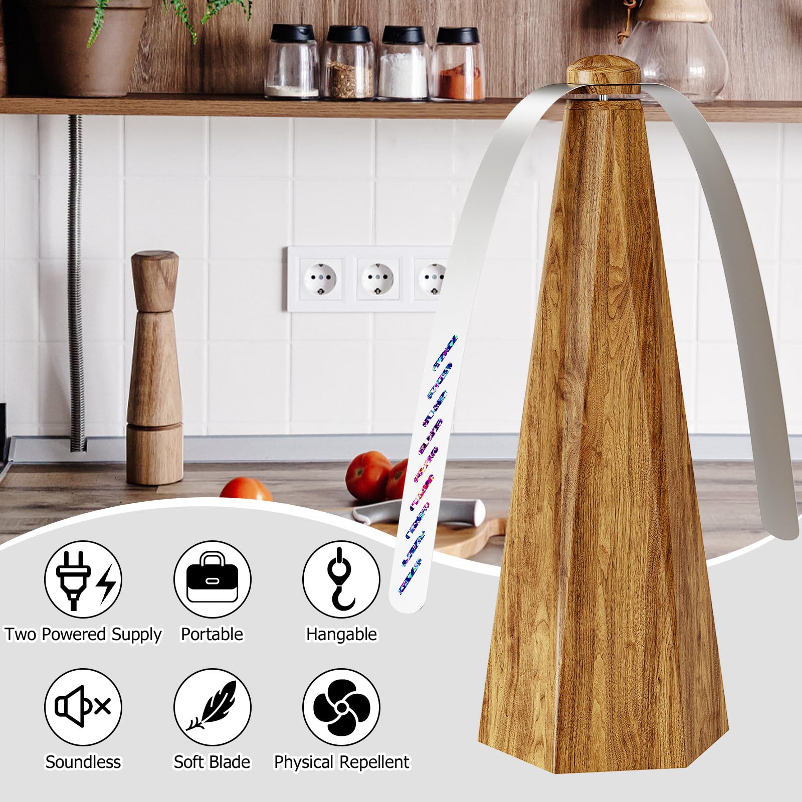 Ventola per tavolo, portatile, alimentata a batteria, con insetti in metallo, per interni ed esterni, tiene lontane le mosche, dispositivo per ristoranti, campeggio, barbecue (Burlywood)