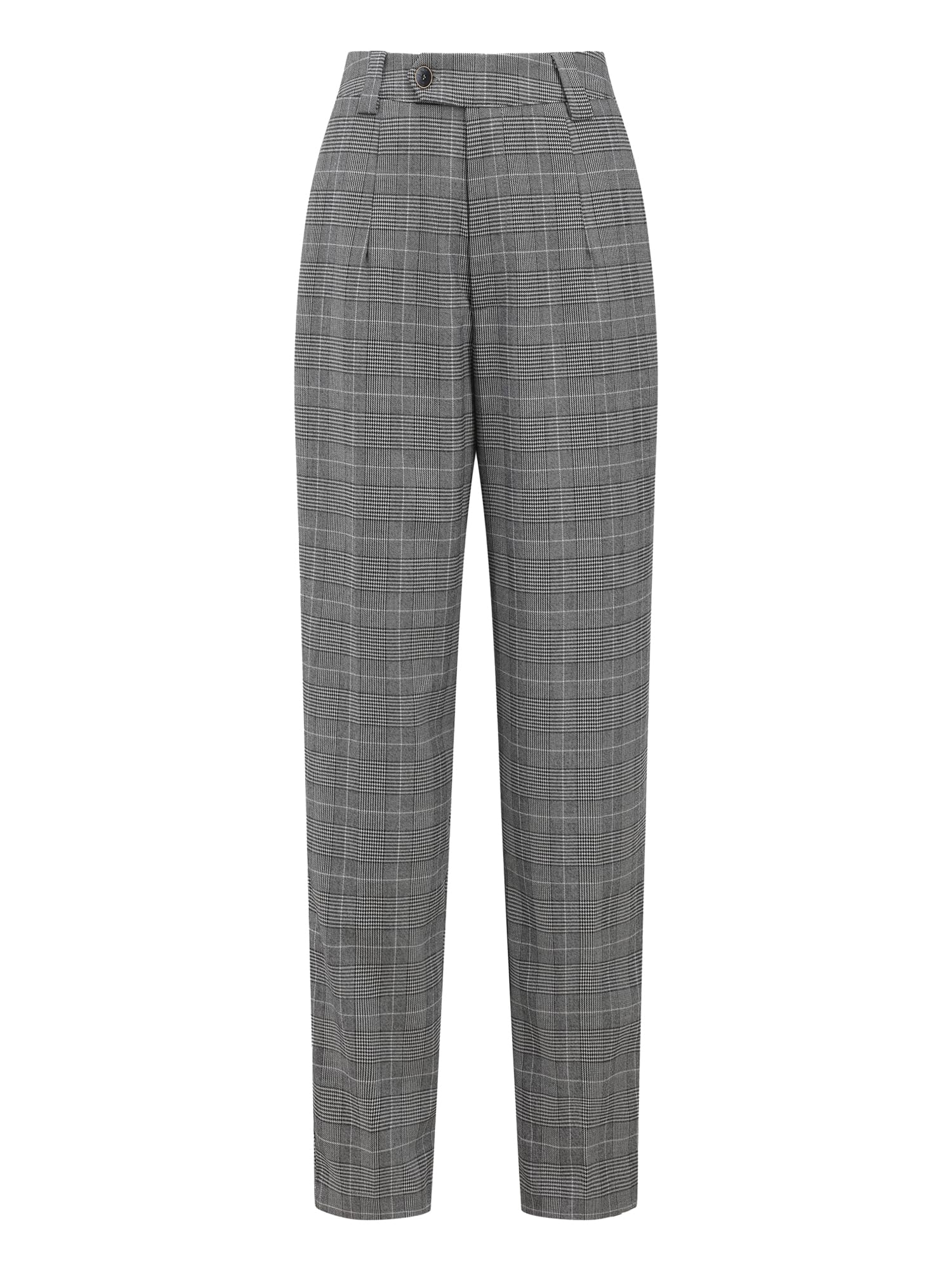 Womens Plaid Work Pant Vintage Houndstooth Tartan Straight Long Trousers