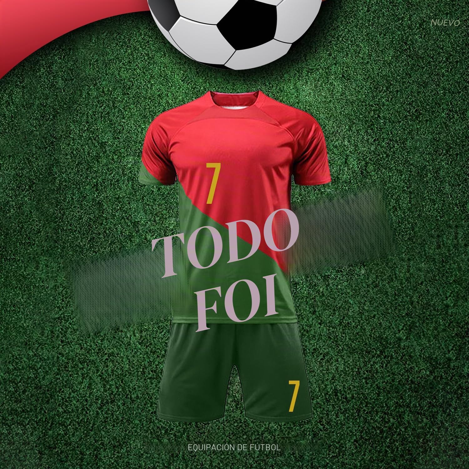 Ronronner Conjunto de fútbol para niños, con camiseta, pantalones cortos y calcetines, camiseta roja de jersey de manga corta con el nro. 7, para adultos y niños