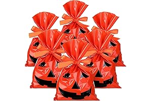 Tenare Orange 100 Pcs Cellophane Bags for Halloween Party Favors