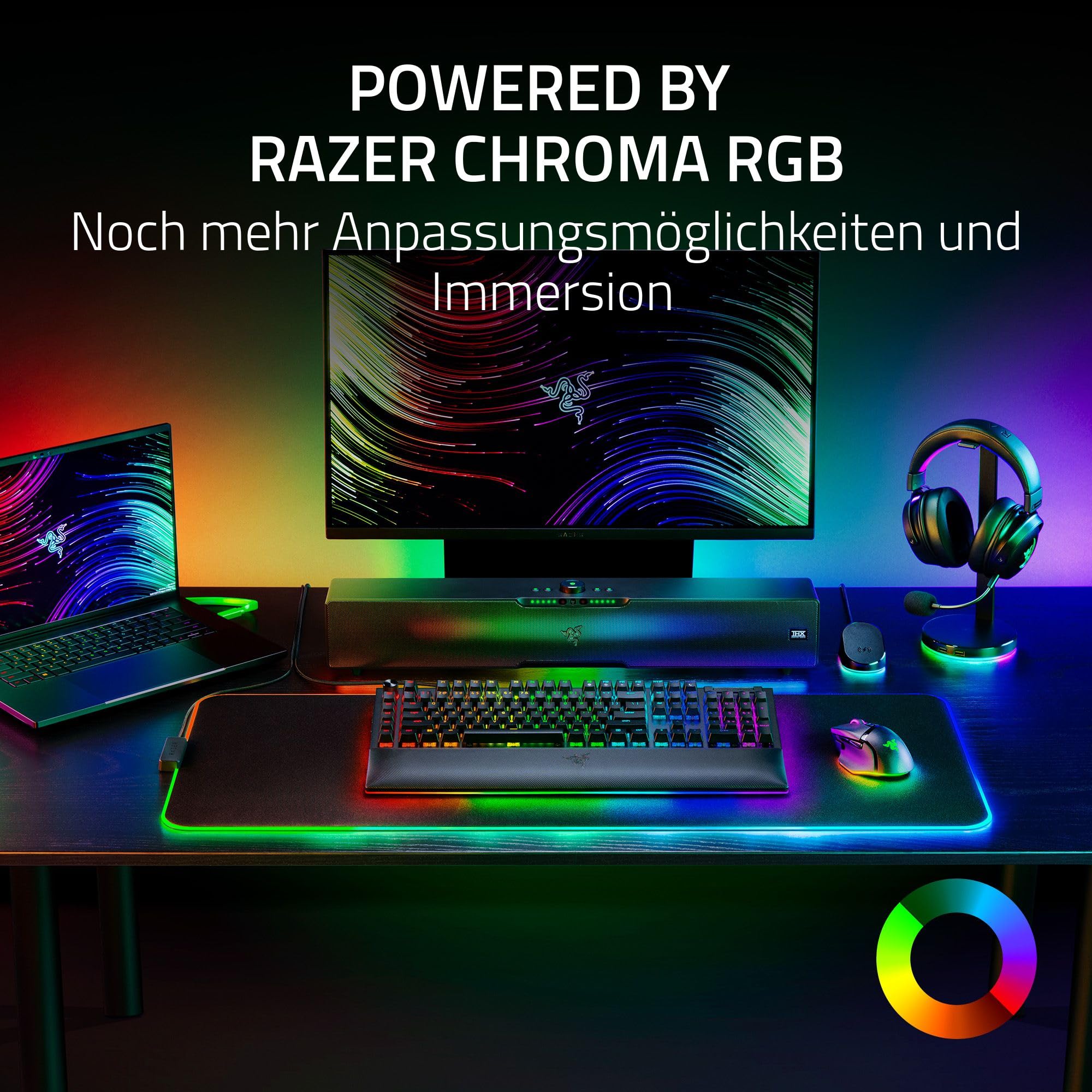 Razer Base Station V2 Chroma - Headset-Ständer mit USB-Hub und RGB-Beleuchtung (mit 7.1 Surround Sound, Integrierter Kopfhörer-Halter, Rutschfester Standfuß) Schwarz