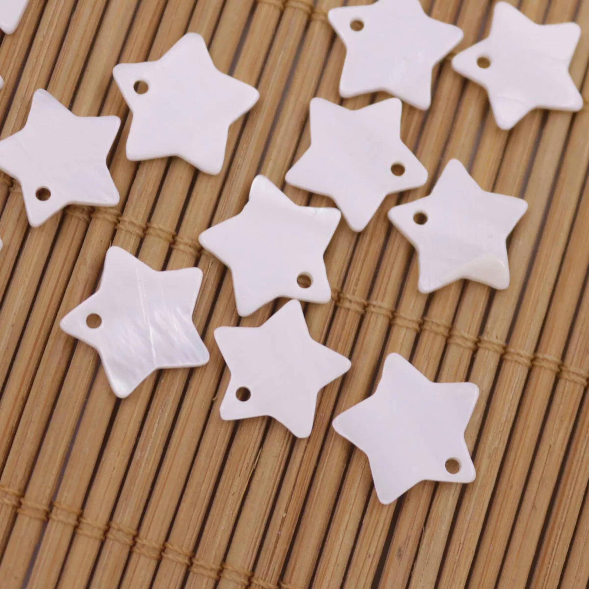 Lote de 50 Cuentas de Concha Natural con Forma de Estrella de nácar de 12 mm para Hacer Joyas.