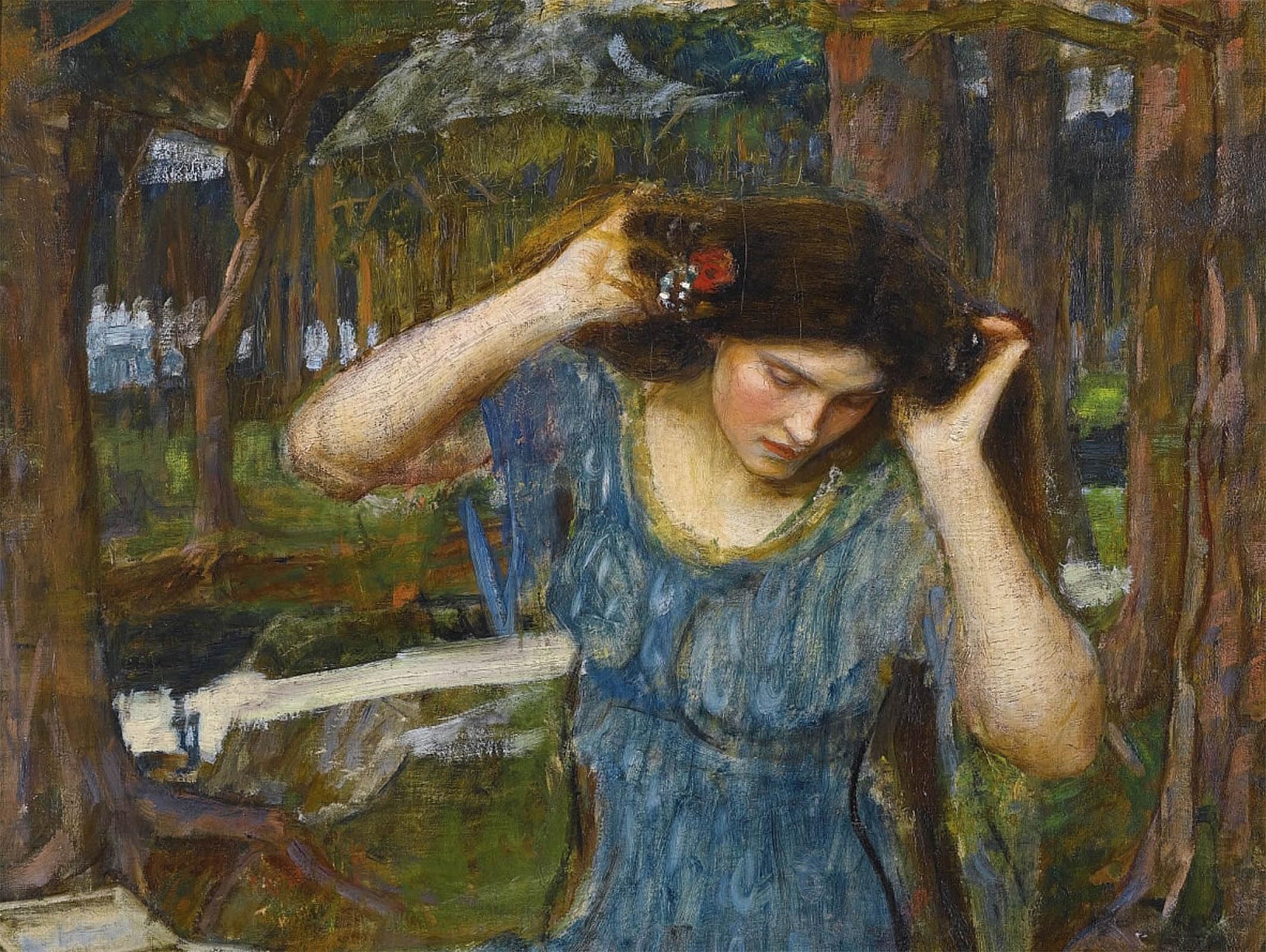 SERENDIPITP Vintage Picture Print on Canvas Wall Art Poster Consulting by John William Waterhouse Artwork Print Poster for Wall Decor 60x90cm