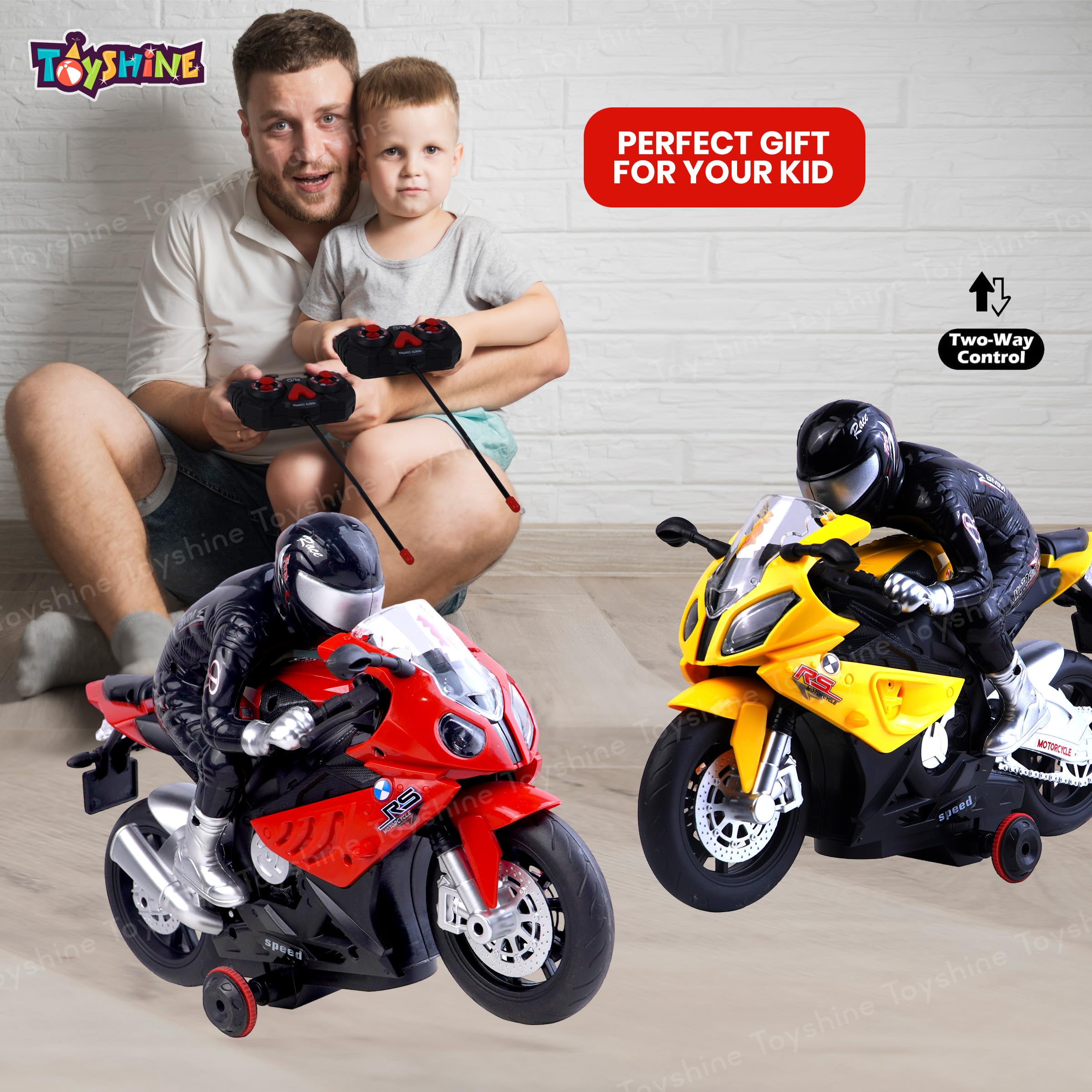 Toyshine 1:20 Scale Remote Control Rechargeable 360° Spinning Action Racing Motorbike Toy with Light & Sound Function for Boys Girls 4+, Red - Image 5 thumbnail