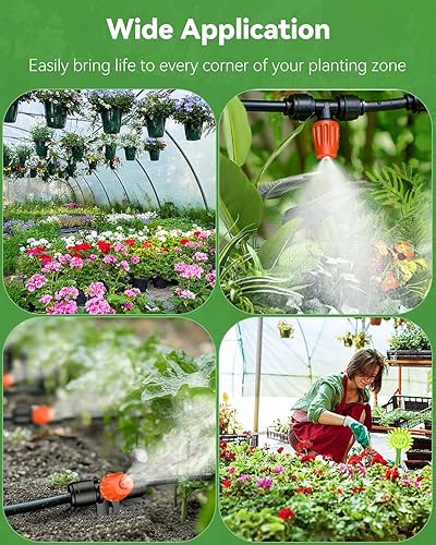 Miniatura 2 de Pawfly 30 emisores de pulverización de riego por goteo a presión para tubos de 14 de pulgada, boquillas atomizadoras de nebulización en T,