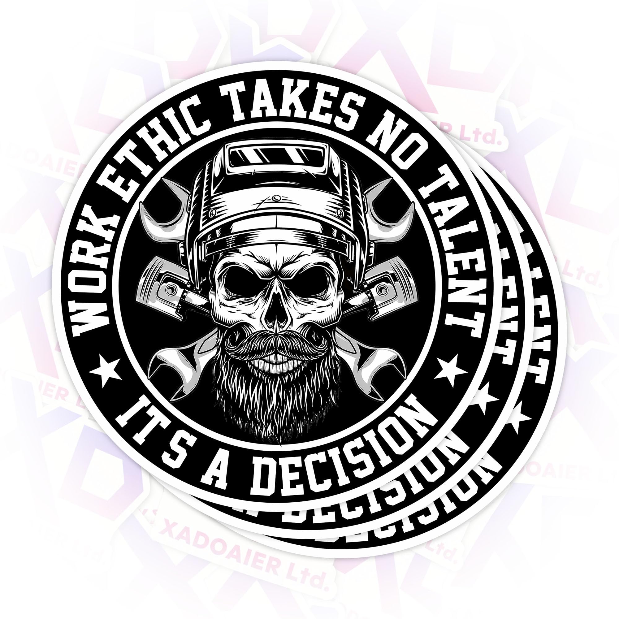3Pcs Work Ethic Takes No Talent It’s A Decision Sticker, Blue Collar Mechanic Humor Quote 3 Inch Die-Cut Waterproof Vinyl Decals for Laptop, Tumbler, Notebook, Water Bottle, Gift for Men Women Kids