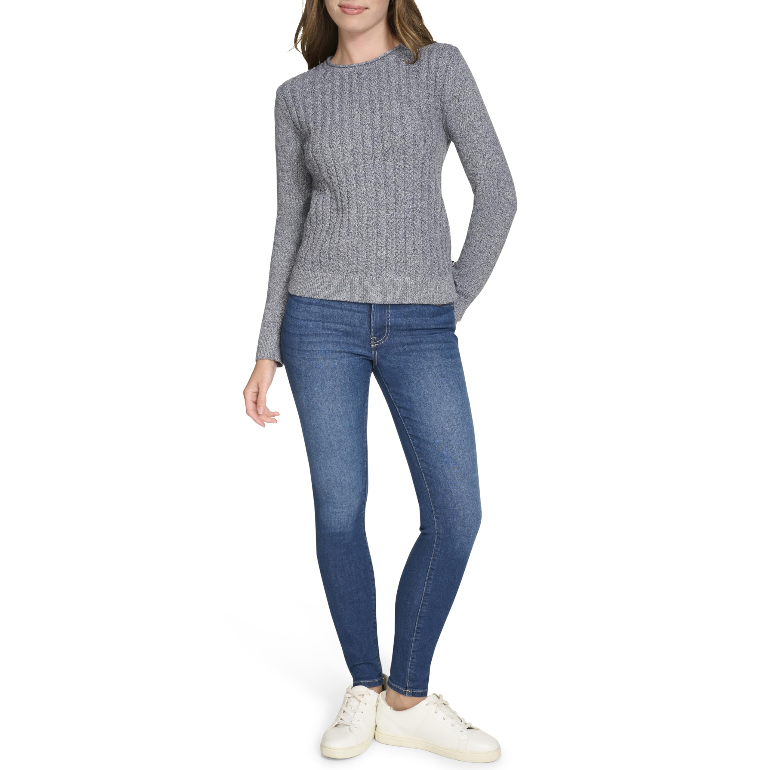 Nautica Womens Crewneck Pullover Cable Long Sleeve