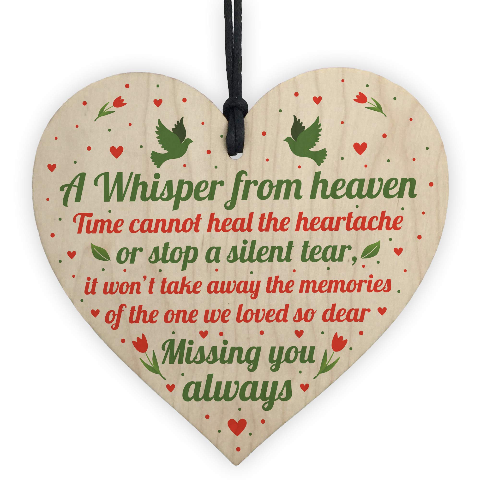 Red Ocean Miss You Always Mum Nan Dad Tribute Wood Heart Memorial Decoration Plaque Bauble In Memory Sign
