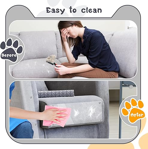 Miniatura 3 de Protector de muebles de doble grosor para gatos, 20 protectores de sofá para gatos con 90 pines, protector transparente antiarañazos para sofá y