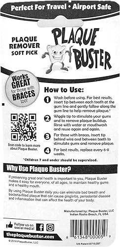 Miniatura 8 de Plaque Buster Púa interdental suave, estimulador de encías y removedor de placa, fabricado en Estados Unidos, para salud bucal y encías saludables,