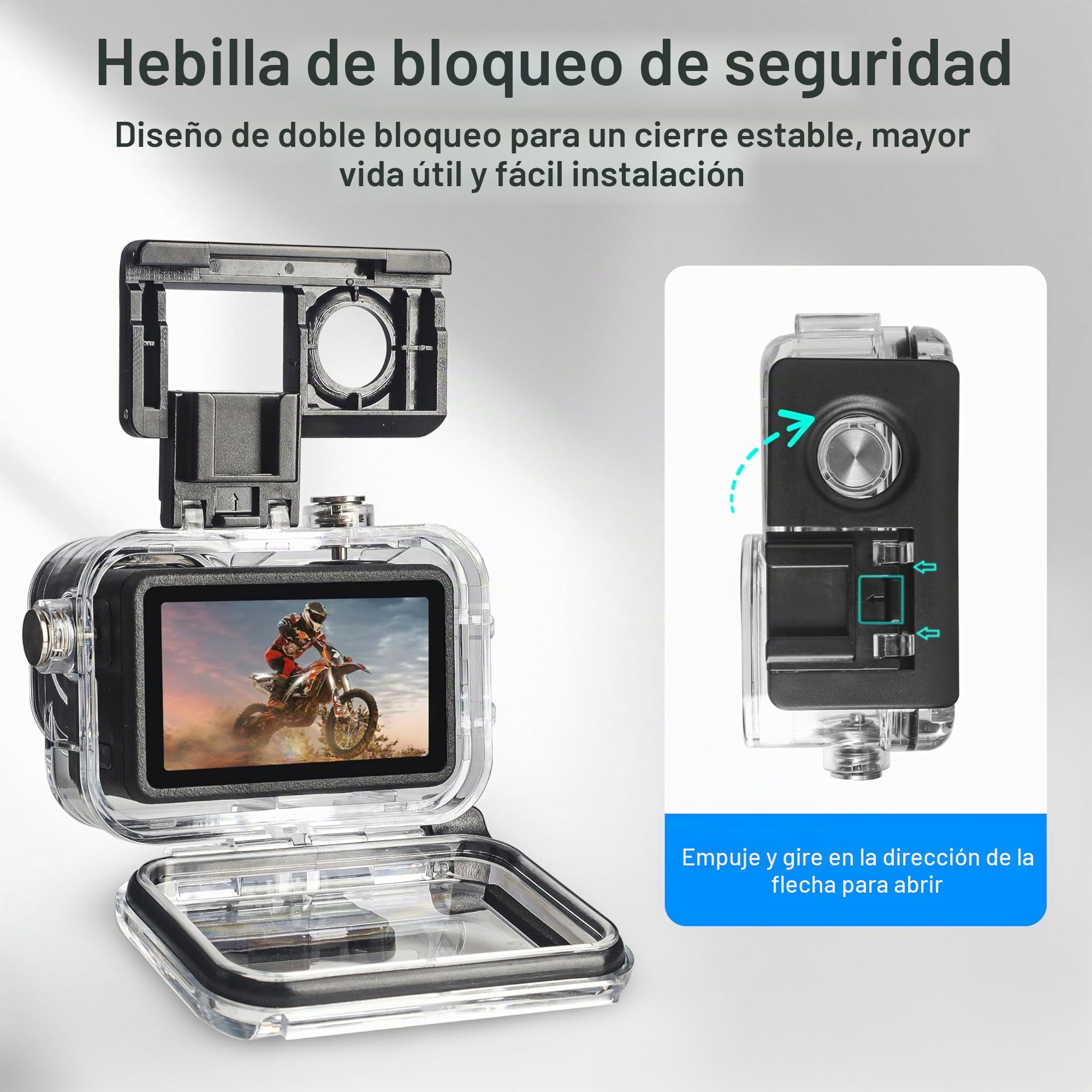 FitStill Carcasa Impermeable de 164 pies y 50 m, 3 filtros y Juego de Mango Flotante, Compatible con dji Osmo Action 5 Pro/Action 4/Action 3, Snorkel, Surf, Wakeboard, Funda Protectora, Juego de