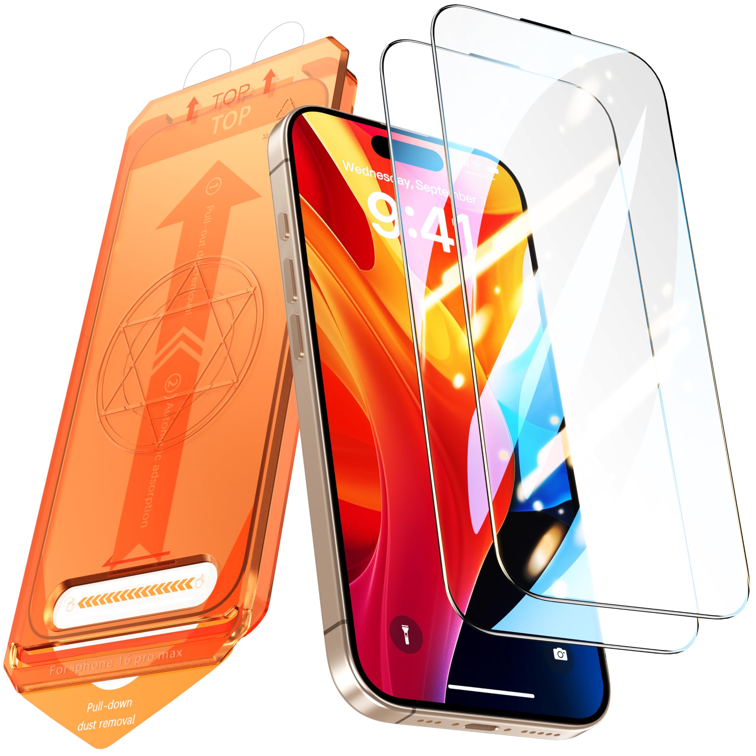 Seaqinhey 2 Pack for iPhone 15 Pro Screen Protector, [9H Hardness] Tempered-Glass Screen Protector with Auto-Alignment Kit, HD Clear, Scratch Resistant