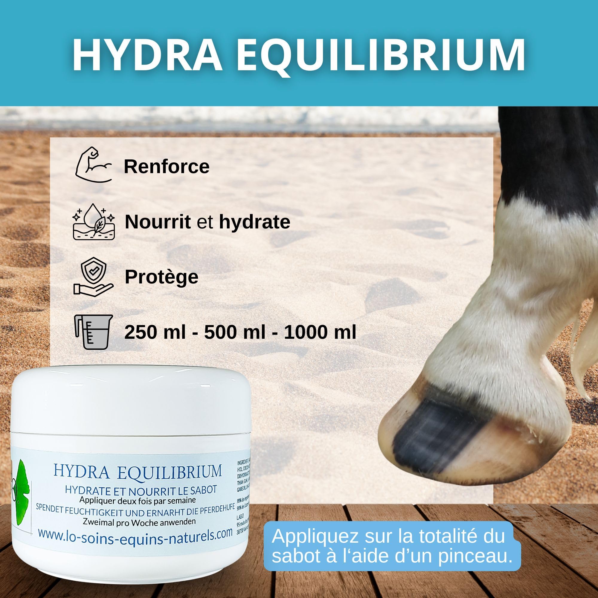Hydra Equilibrium - Soin, graisse, onguent naturel hydratant pour cheval (sabot sec et cassant) (Hydra Equilibrium 500mL)