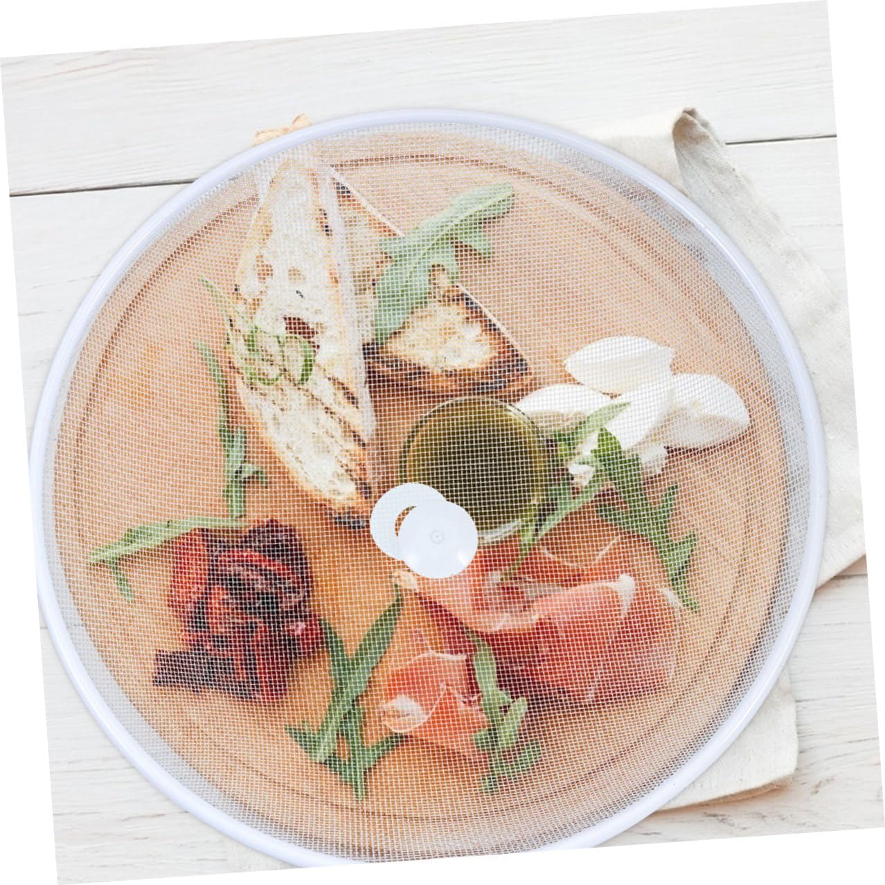 NUOBESTY 2pcs White 35cm Diameter Iron Frame Food Covers Mesh Protective Meal Covers Dustproof Food Tents for Home Kitchen Dining