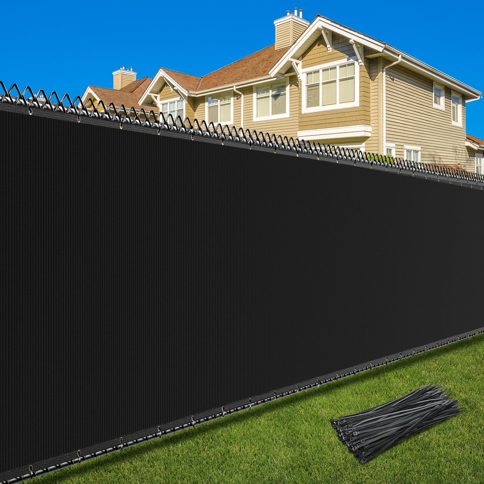 5X50FT Privacy Screen Fence, Heavy Duty Fencing Shade Cover, 170GSM 90% Blockage Mesh Shade Net for Wall Garden Yard Backyard (5 ft X 50 ft, Black)
