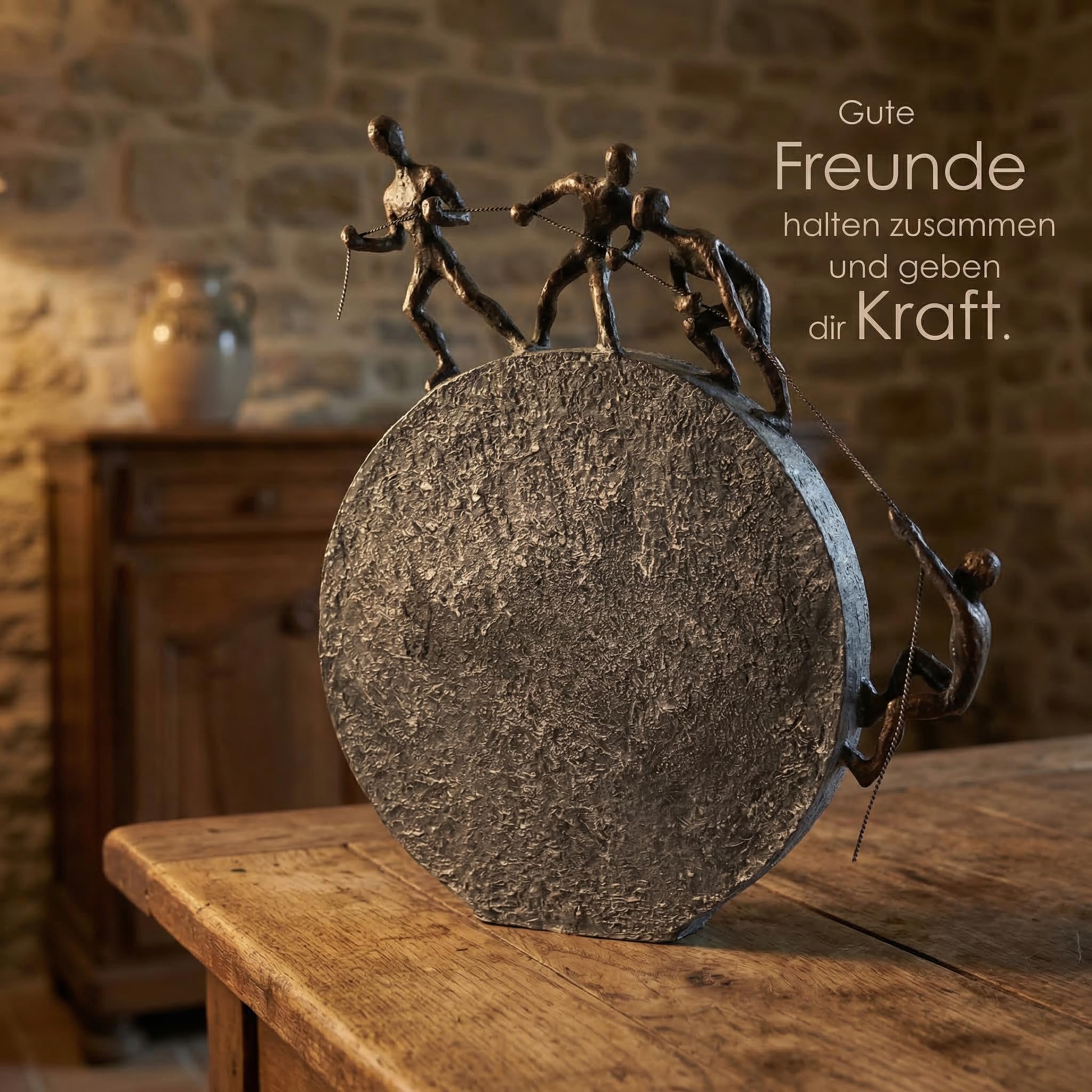 Casablanca Skulptur Lifting, Deko Figur Bronze, Grau, Kunstharz Statue Wohnzimmer, Büro Dekoration H. 35 cm x B. 29 cm - Moderne Skulpturen, Klettern, Bergsteigen