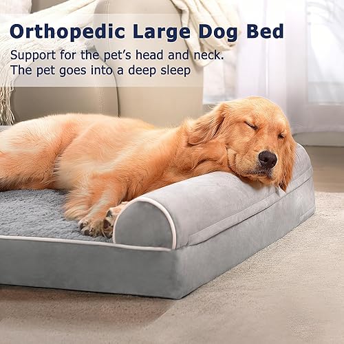 Miniatura 2 de WESTERN HOME Cama grande para perro, camas ortopédicas para perros con forro impermeable, sofá XL para mascotas con funda extraíble lavable y parte