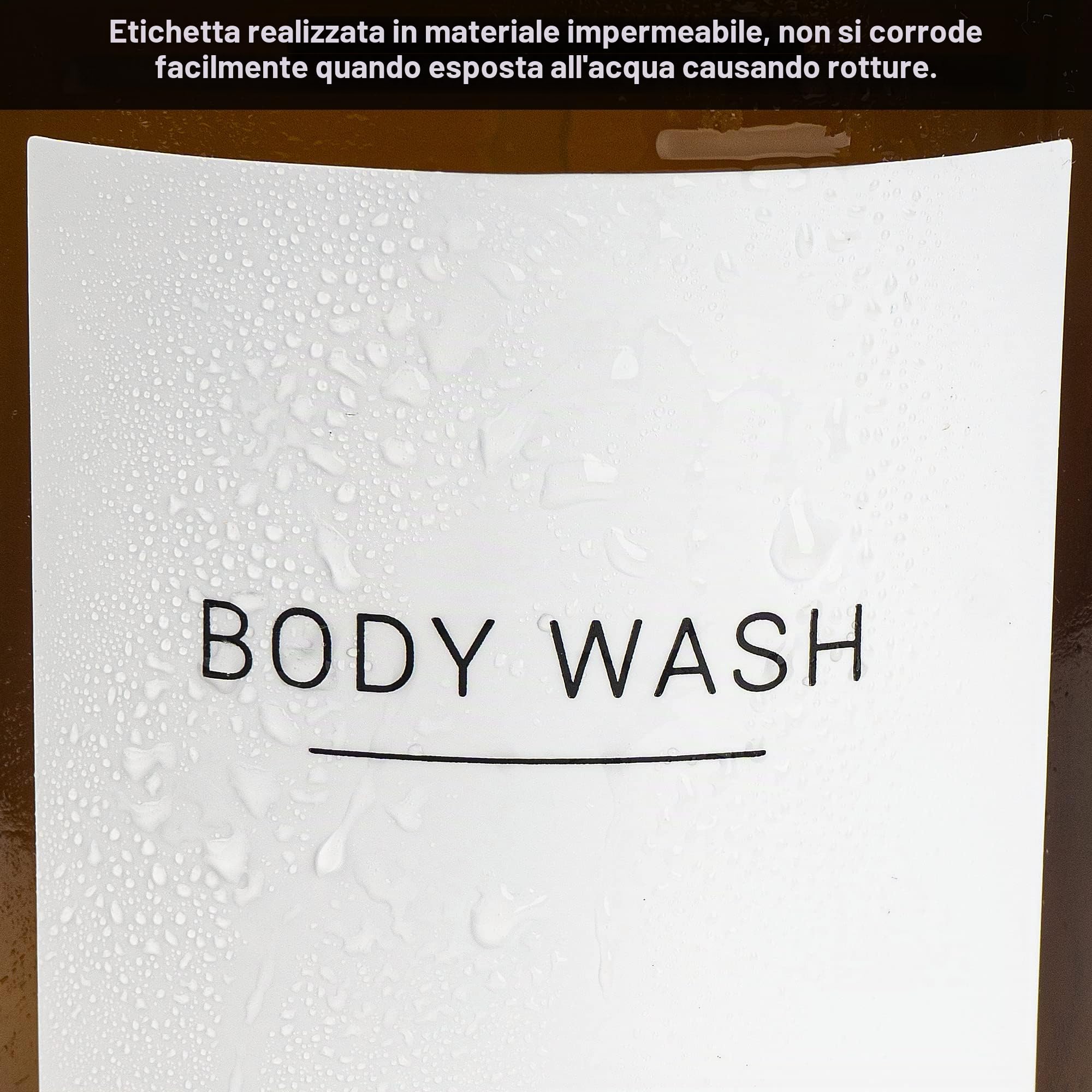 Set di 3 dispenser di sapone in vetro ambrato da 500 ml, con 22 etichette bianche, contenitore per bottiglie di liquido da bagno con pompa nera