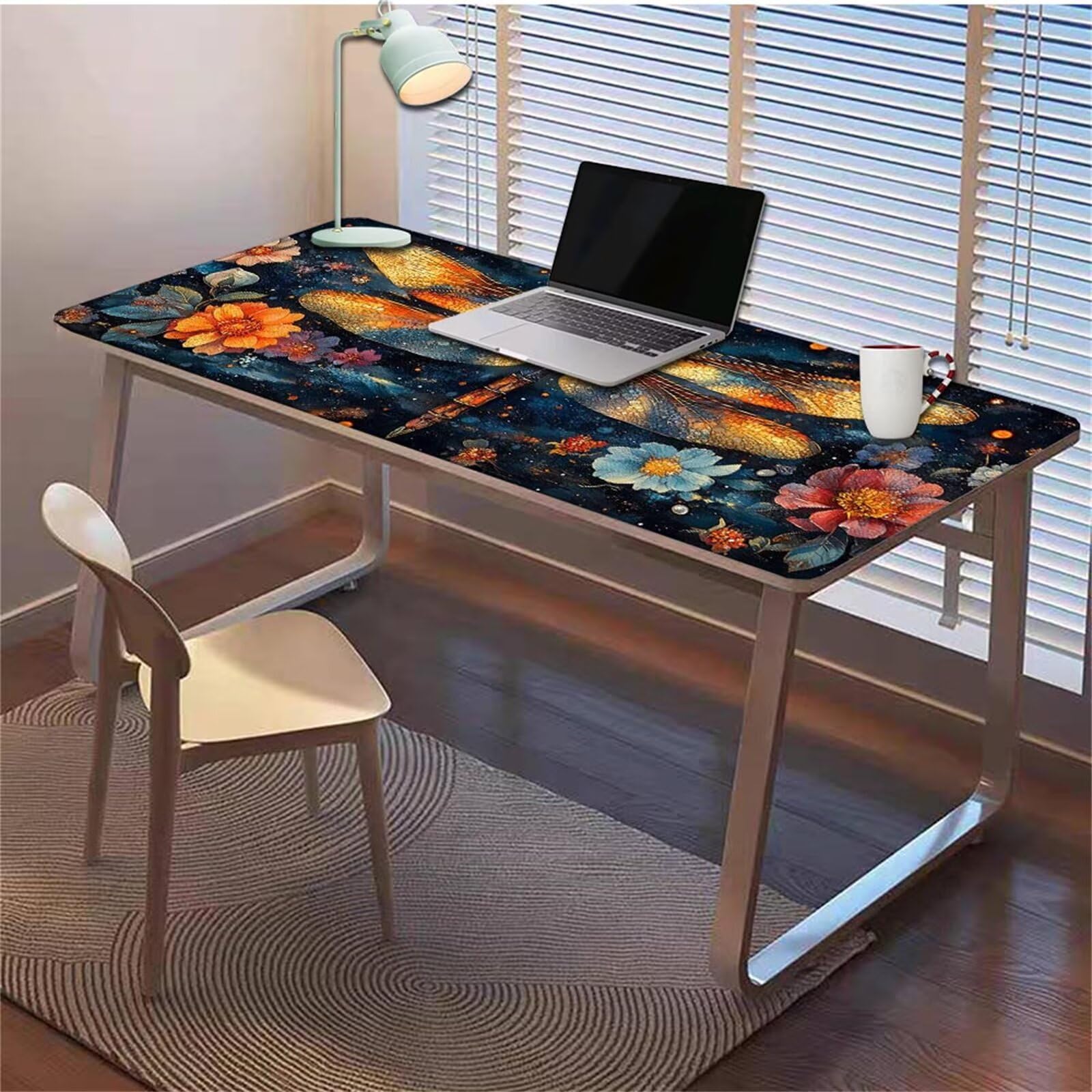Gamingowa podkładka pod mysz 1200 x 600 x 3 mm, XXL, wodoszczelna, odporna na ścieranie, z przyszytymi krawędziami, podkładka na biurko, poprawia prędkość i precyzję, do laptopa, komputera, ważki, xn