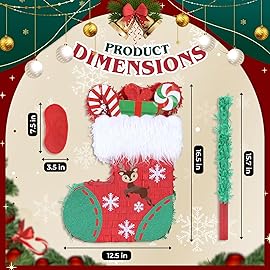 Birchio Christmas Socks Pinatas Bundle with a Blindfold and Bat (16.5x12.5x4 Inches), Holiday Theme Piata, Christmas Party Supplies, Xmas Piata, Party Decoration