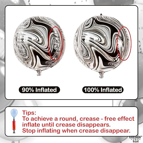 Miniatura 7 de KatchOn, Juego de globos de mármol negro y dorado con globos de mármol blanco y negro, paquete de 12 de 22 pulgadas, globos de mármol 4D de 360