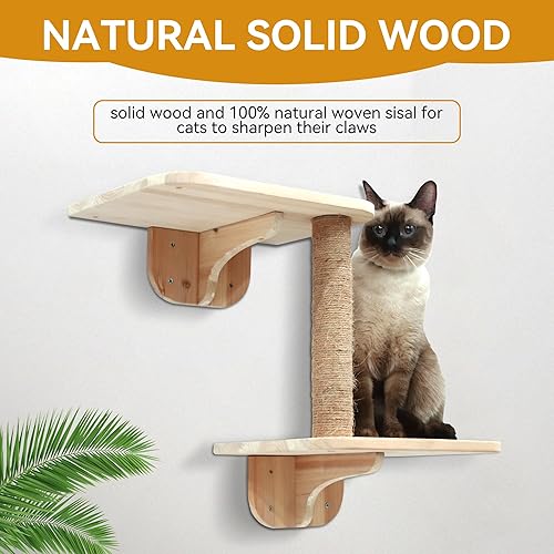 Miniatura 3 de Estantes de pared para gatos, juego de 5 piezas para bricolaje de madera maciza para gatos, estrellas y condominios, perchas para gatos, poste