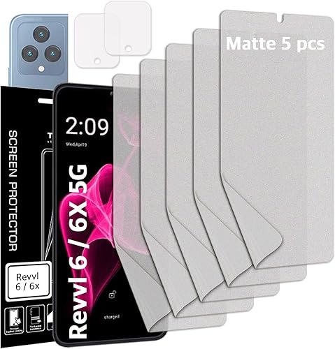 Miniatura 1 de 5+2 5 protectores de pantalla de película de TPU antirreflejos (mate) + 2 protectores de lente compatibles con RevVL 6 x 5G 2023 protector de