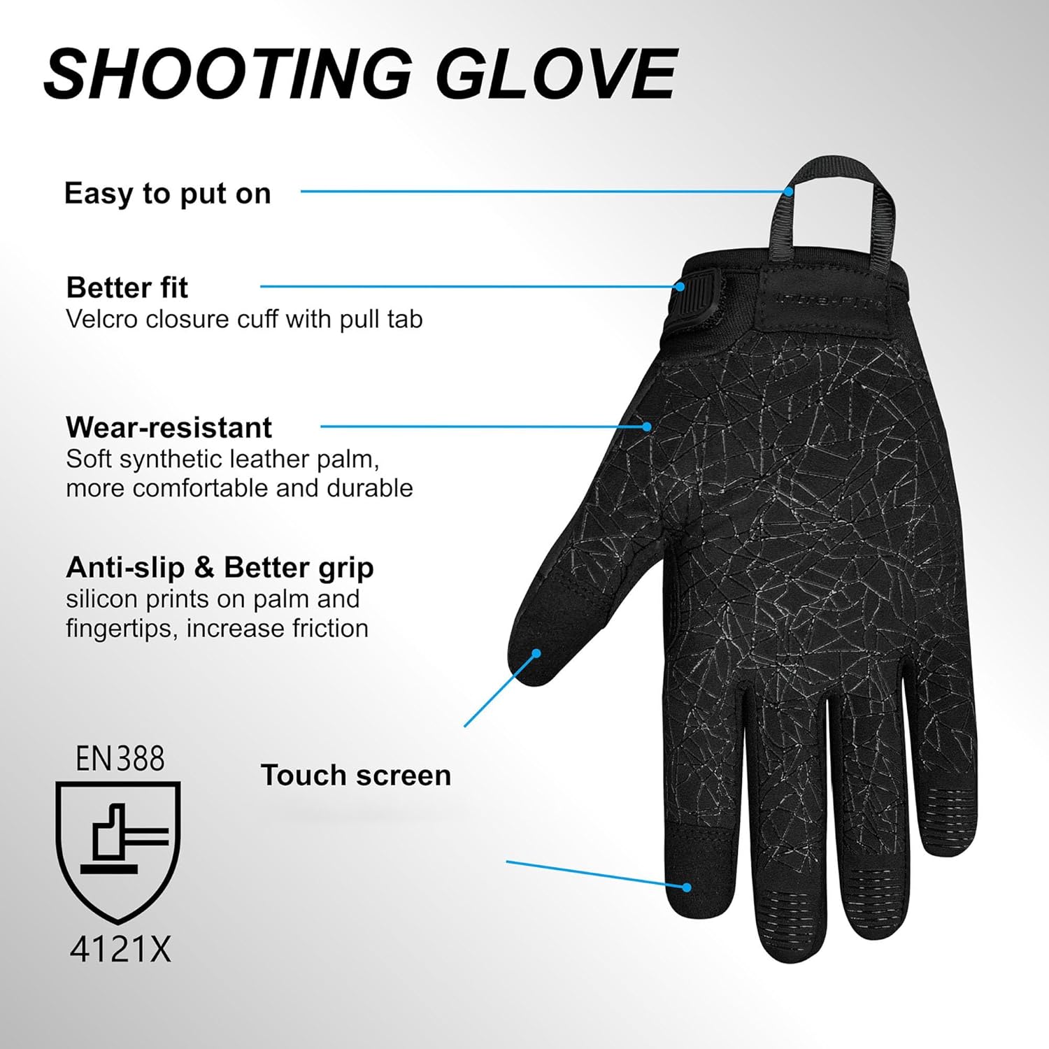 Patrol Gloves, Anti-Slip Shooting Glove with Touchscreen, Lightweight and High Dexterity(1 Pair)