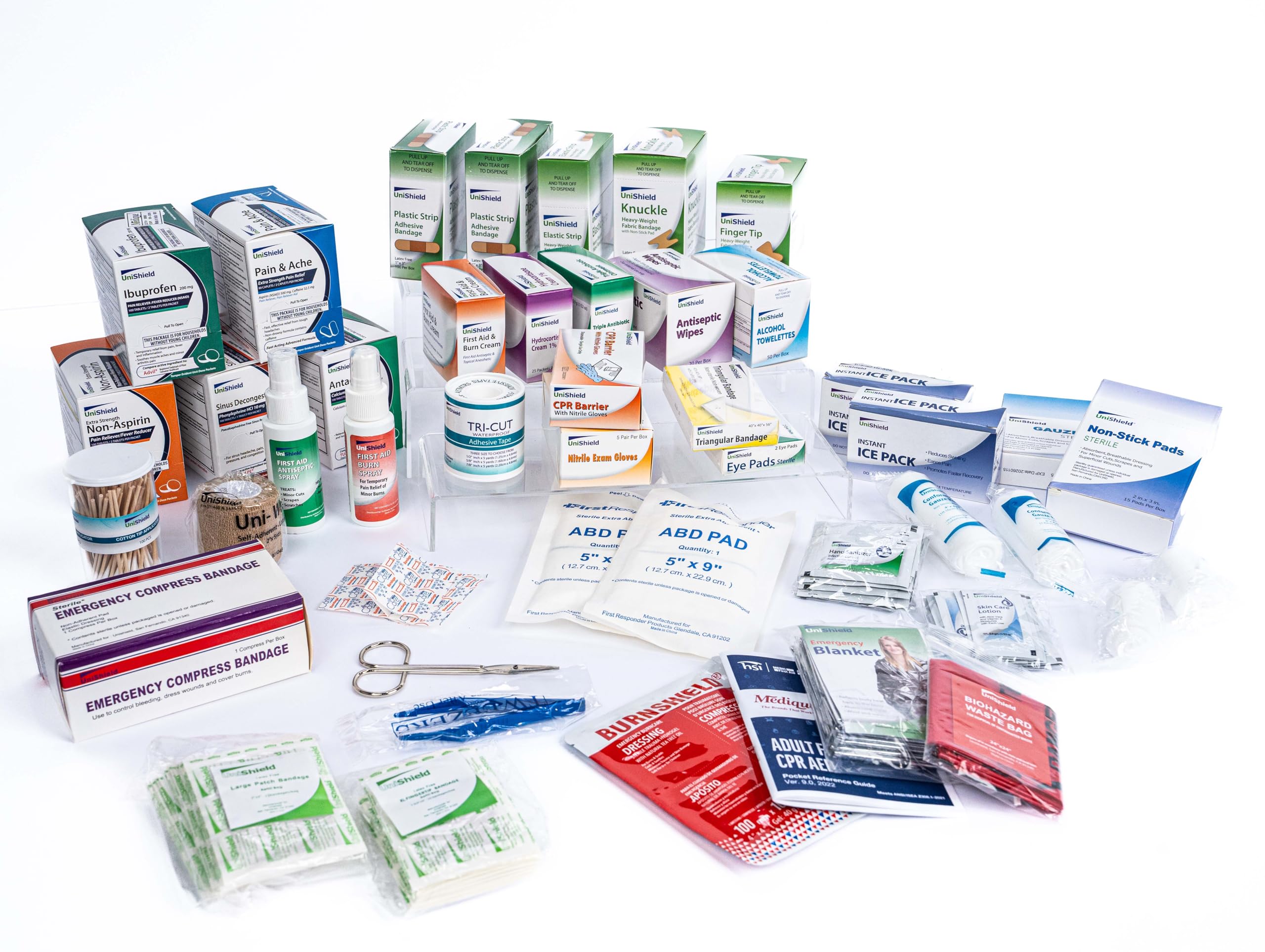 UniShield Office/Industrial Metal First Aid Cabinet, Wall Mountable (Class A with Tablets - 4SA-T, Refills | Without Cabinet)