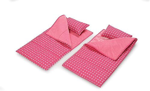 Miniatura 15 de Badger Basket Double Trolley Doll Carrier with Two Sleeping Bags and Pillows – Perfect for 18-Inch Dolls in Pink Star Design