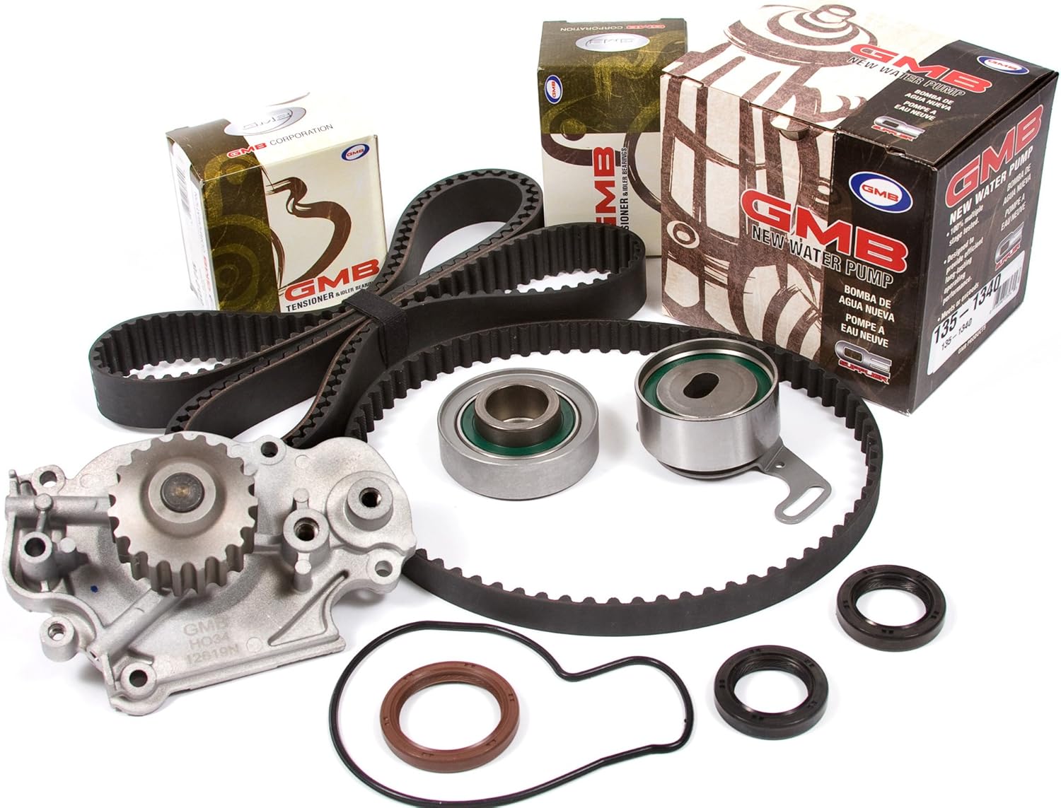 Evergreen TBK216WP Compatible With 92-96 Honda Prelude Si SE 2.3L H23A1 Timing Belt Kit GMB Water Pump
