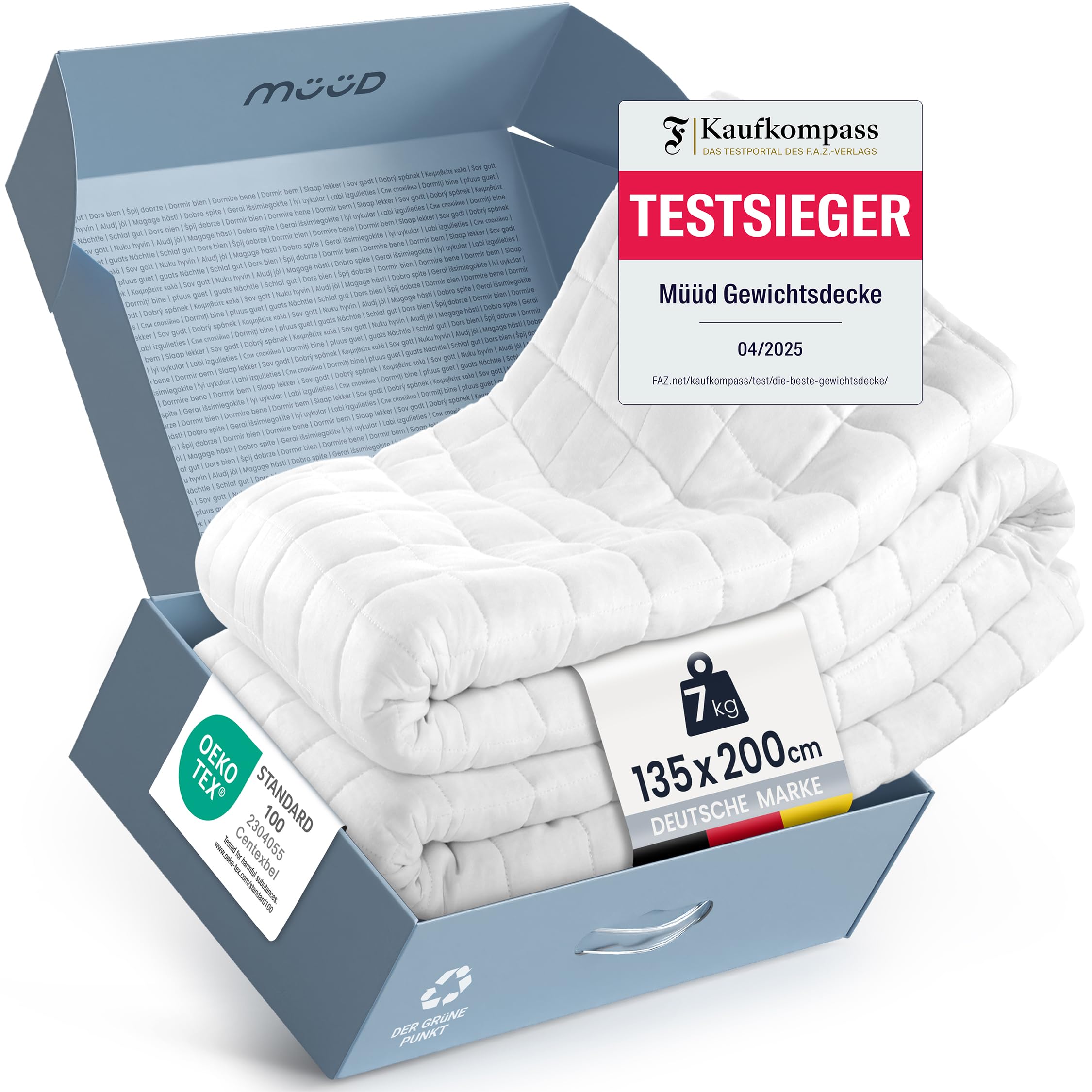 Gewichtsdecke 135x200 cm 7kg Therapiedecke 100% Baumwolle Weighted Blanket