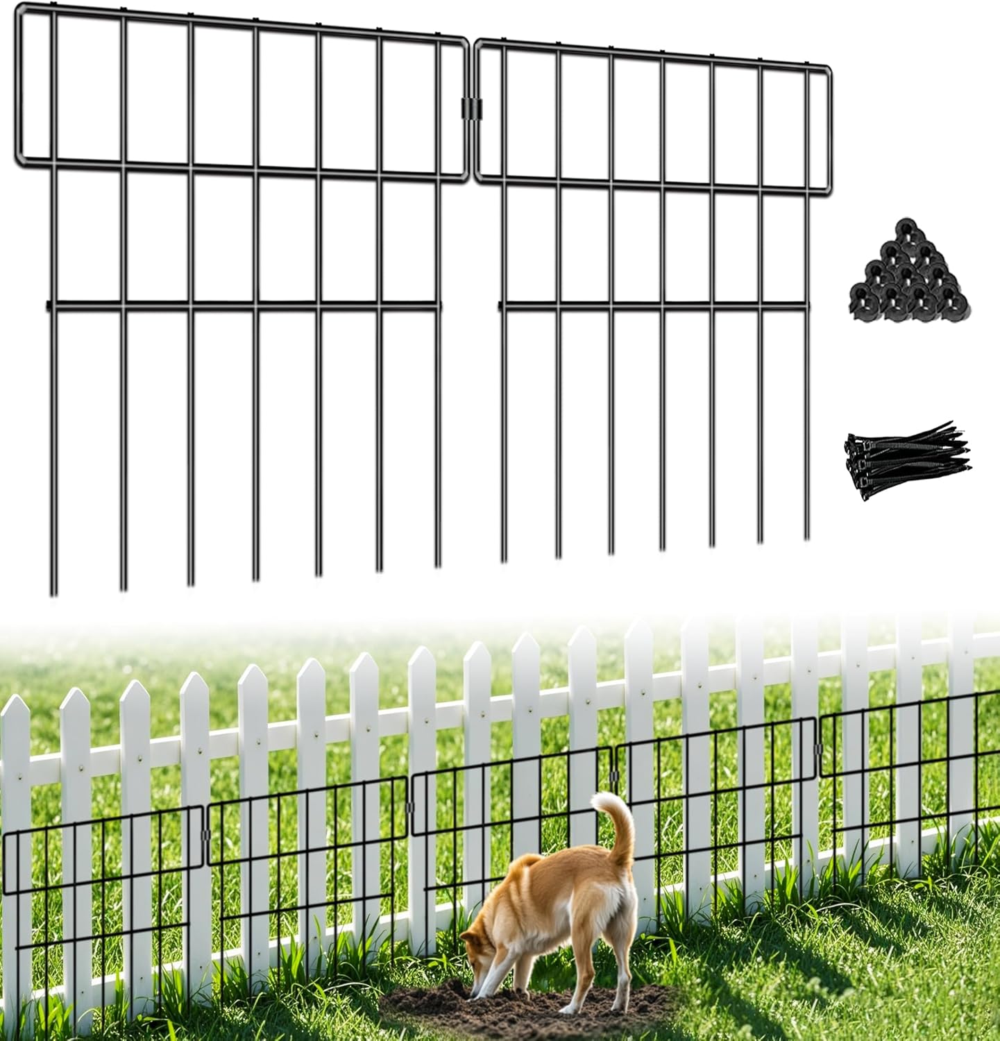 10 Panels Animal Barrier Fence, No Dig Fence Garden