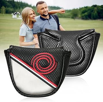 Putter Head Covers, 1Pcs Black Mallet Putter Headcover, PU Leather Golf Putter Head Covers with Premium Velcro Closure Fit for Odyssey Putters Covers, Protection for Golf Clubs Head