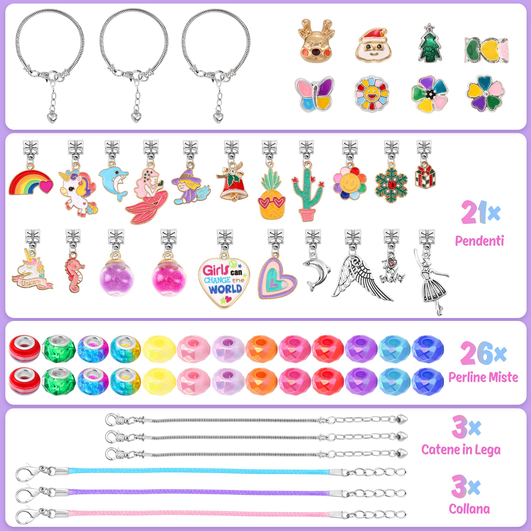 Tomylv Kit Braccialetti Fai Da Te Bambina, Regalo Bambina, Arcobaleno, Kit Gioielli Creativi, Regali Di Compleanno, Giocattoli per Bambini 5-12 Anni