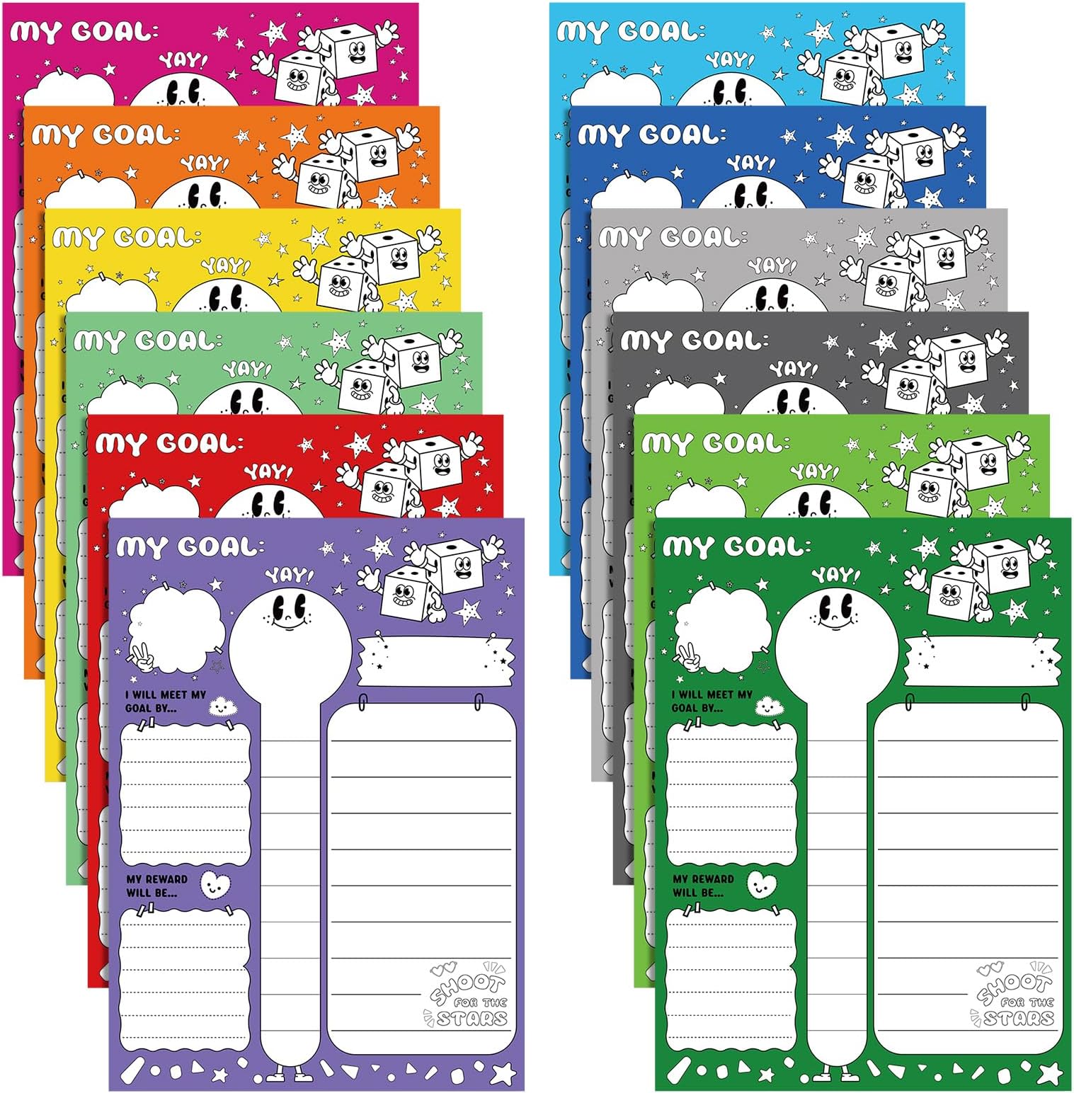 Didaey 12 Pcs Fundraising Thermometer Chart Goal Tracker Stickers 16 x 22 Inch Goal Setting Stickers Goals Board Self-Adhesive Thermometer Sticker for Wall Home Classrooms Supplies