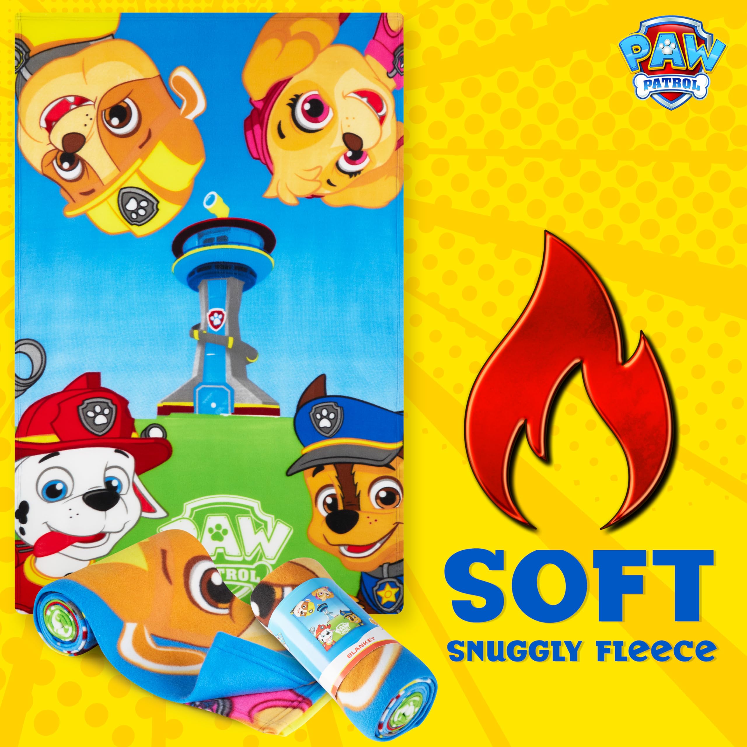 Paw Patrol Coperta Pile - Plaid Divano per Bambini 100x150cm - Coperta Letto Singolo Coperte Calde e Morbide Gadget Regalo