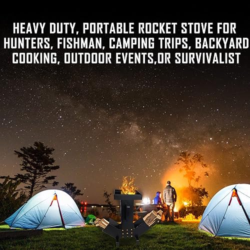 Miniatura 8 de FEBTECH - Estufa de cohete de camping - Cámara de combustible grande de doble cara - Estufa de camping autoalimentada - Parte superior extraíble -