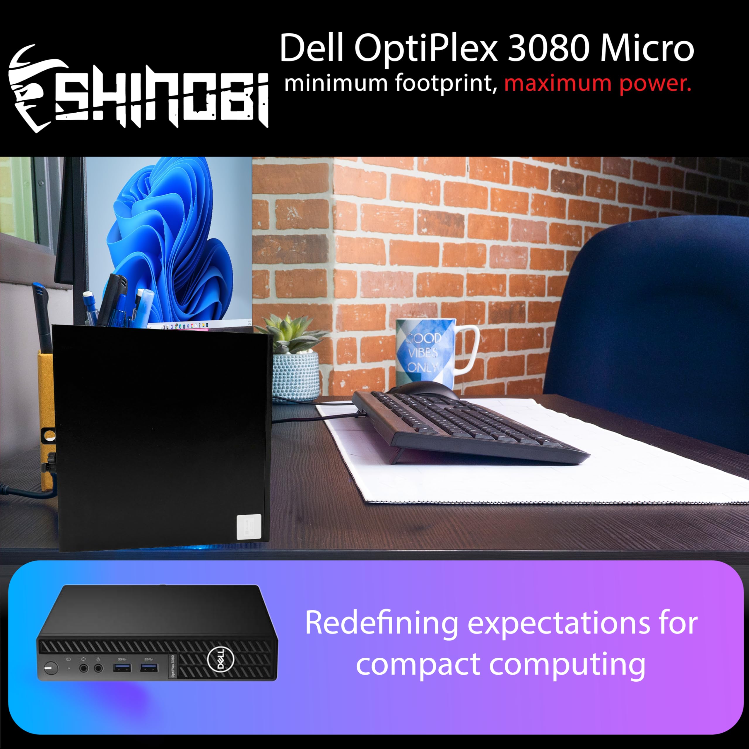 ミニPC Dell OptiPlex 3080 Micro + Office 2024 Dell OptiPlex 7060-MICRO, Core i7-8700T 2.4GHz, 16GB RAM, 256GB M