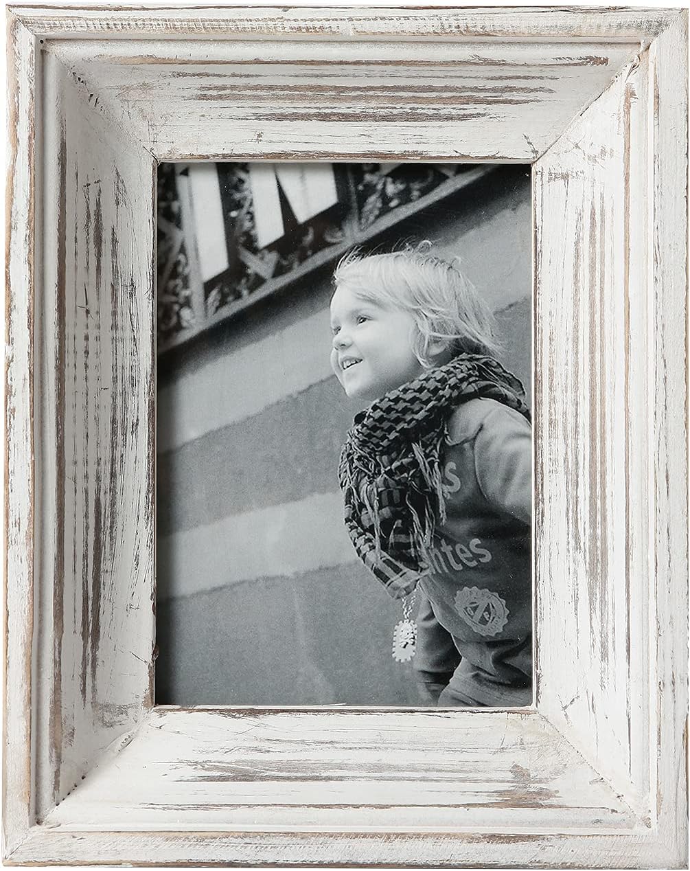 Rustic White Picture Frames 5 x 7, Antique Wood Handmade Photo Frames