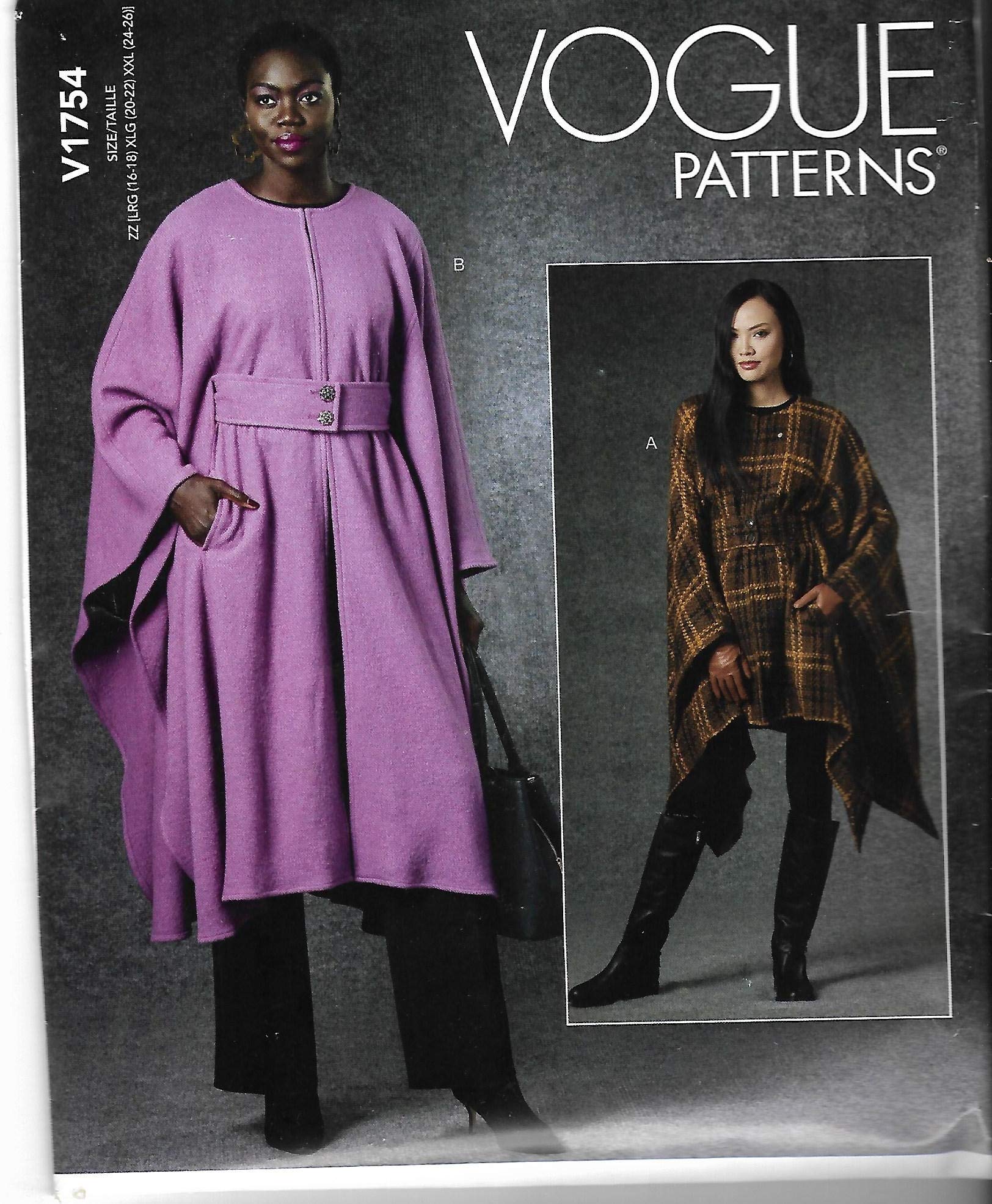 Patron Vogue V1754ZZ veste femme ajustement parfait tailles L-XXL