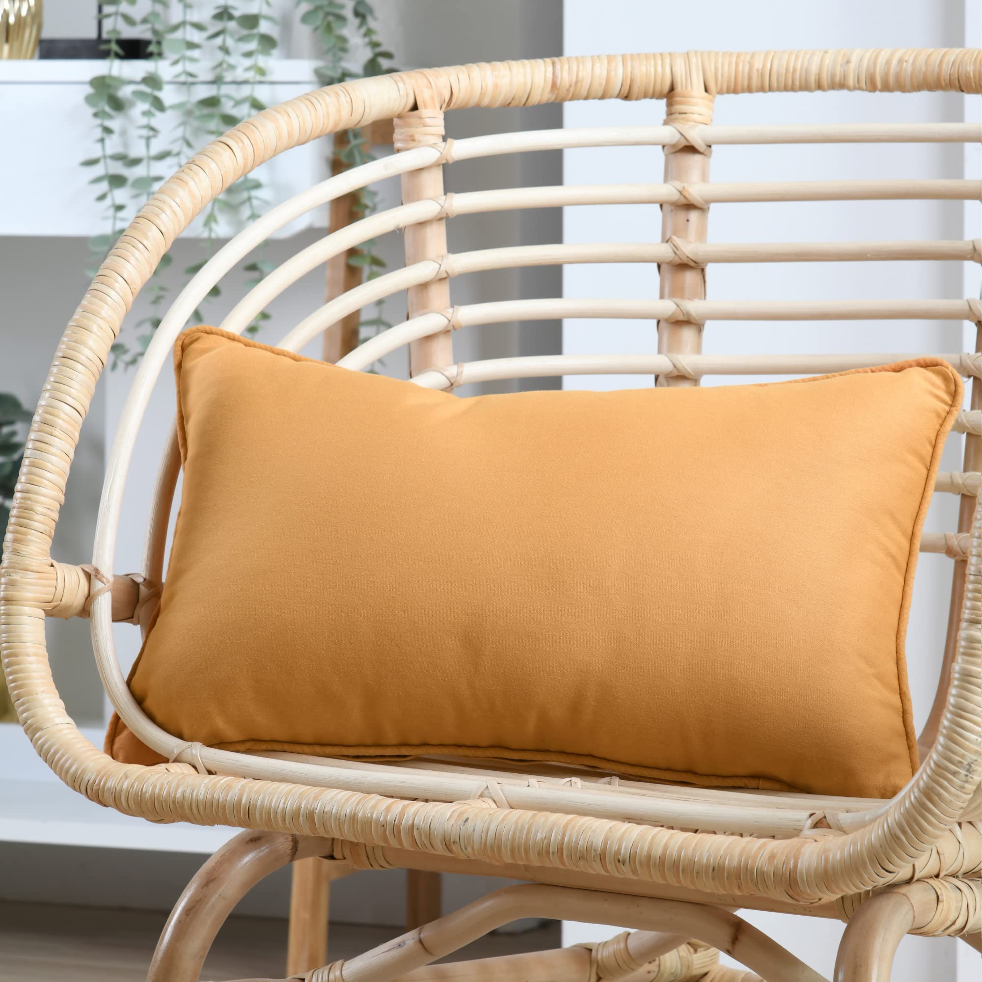 Cuscino Lovely Casa Oxford 30x50 Cm In Raso Di Cotone Senape | Sfoderabile E Morbido