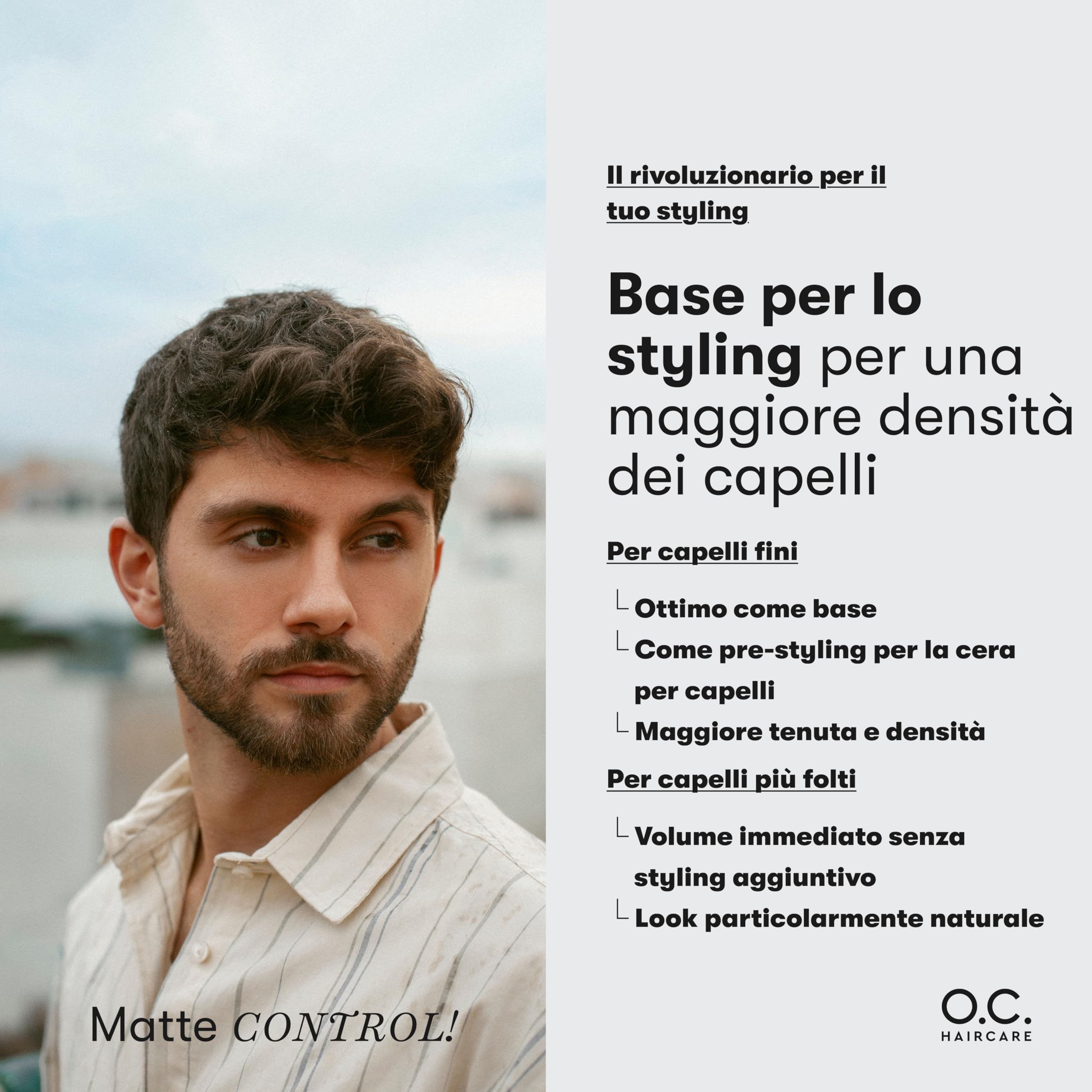 O.C. HAIRCARE Polvere per styling – Polvere per capelli sottili e fini – con effetto opaco – Polvere per styling per la massima stabilità – Consigliata dai saloni leader – Primer incolore e volume