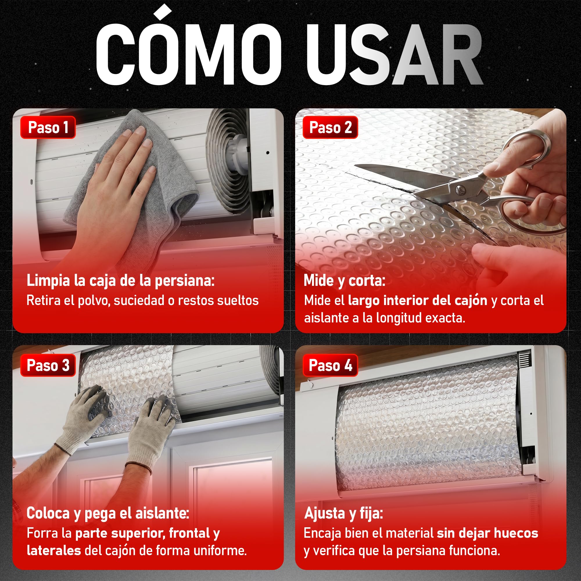 Rollo Aislante Persianas Cajón Autoadhesivo 5m x 25 cm | Aísla Frío, Calor y corrientes de Aire | Ahorro Energético & Mayor Confort (Pack 2)